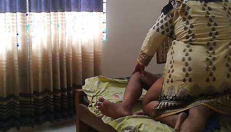 Stranger enters BBW step auntys room & try to tie her but hot step aunty sees his big cock & fucks him hands tied - cowg