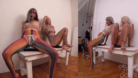 Ella Noir and Abi Matching Mini Laptops Butt Crushed - Side Views 4K