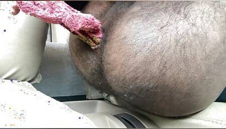 Towel inserting wet juicy ass