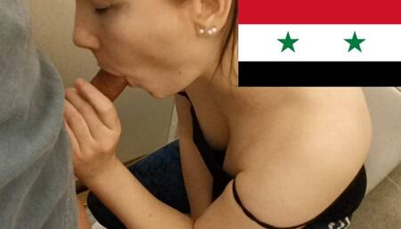 Arab wife learning how to suck the dick during wedding night