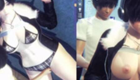 【Hentai Game Honey Select2 】Big tits boyish girl hate and have sex.(Anime 3DCG video)