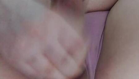 Jerking off cock in lingerie with a plug in the ass