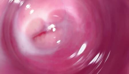 Camera inside my tight creamy pussy, Internal view of my horny vagina