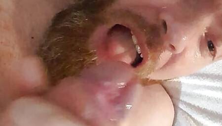 Self suck and cum on face