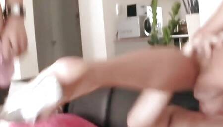 MILF bitch fucked by big cock in 3some in moist pussy