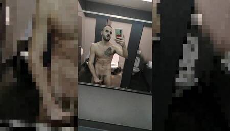 Jerking off in toilet gym