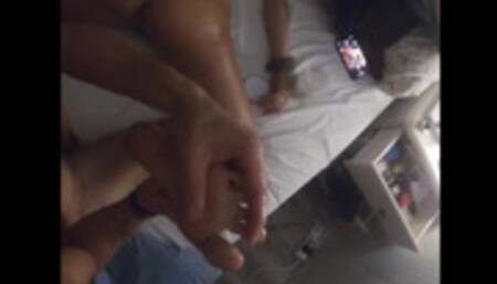 POV dream oily footjob with big ass view