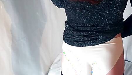 Sissy tease bulge in night out dress