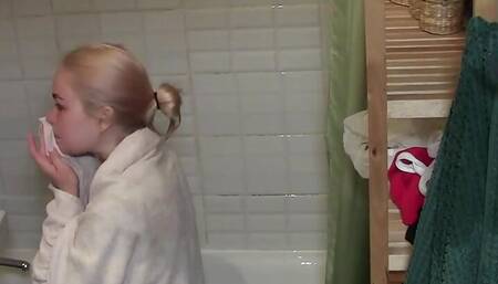 My naked exgirlfriend bathing in the bathtub