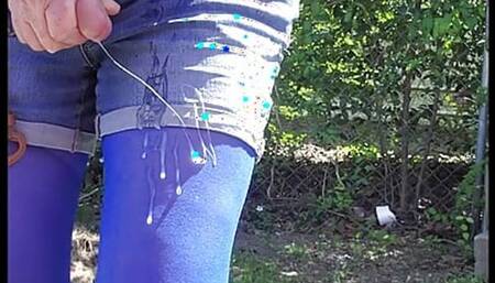 Cd outdoors carress self. Masturbate and cum my minishorts, nylon pantyhose.