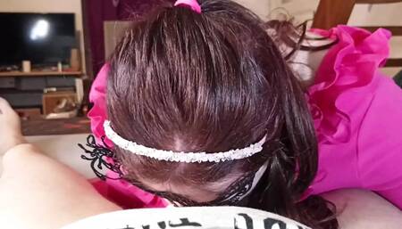 Ball licking and deepthroating stepdaughter POV