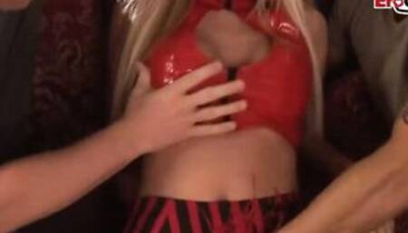 hot british slim blonde milf at three way anal mmf