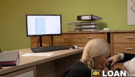 Blonde beauty drilled missionary style for the money loan