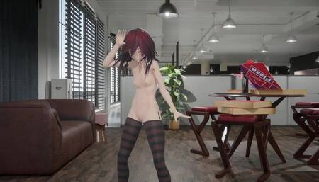 Gothic girl hentai undress dance nude small tits with only socks soft red hair and clothes color edit smixix