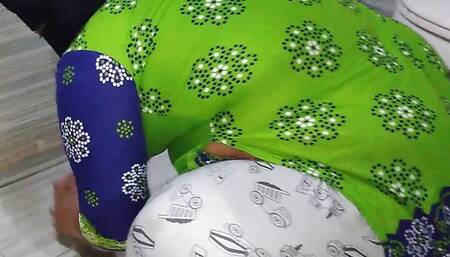 Saudi Arabia MILF Stepmom washing clothes in bathroom when stepson come and huge fuck her ass then cum out - family sex