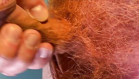 Chubby ginger slapping his big hairy balls