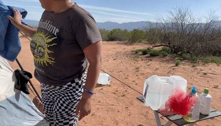 Getting caught showering In public