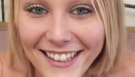 The blonde eighteen has a very tight pink twat two