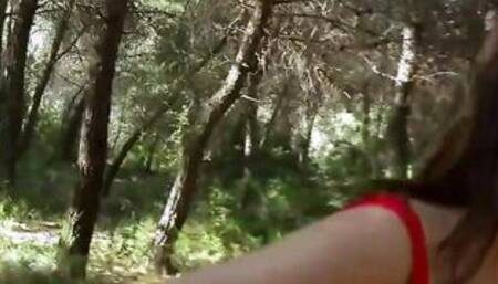 French thin dark haired amateur teens yo nailed inside forest