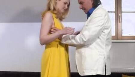 Shy German chick Dislike her first porn casting with old