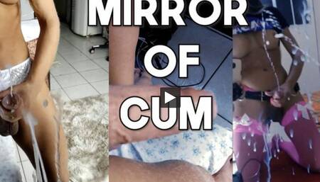 Torrent of cum on the mirror