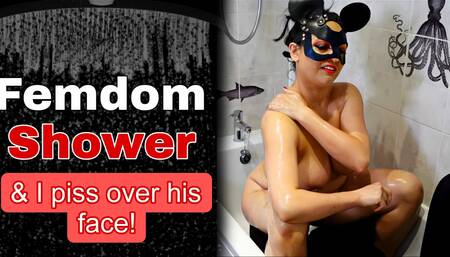 Femdom Piss Shower Toilet Slave Training Dominatrix Pissing Golden Facesitting BDSM FLR Milf Stepmom