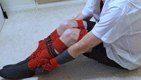 Man in adult school uniform tied up with hands in front-BBW domination,BBW Bondage,man in bondage,male bondage,man tied up,bound and gagged man,amateur,schoolboy,school uniform,socks,rope bondage,gay bondage,struggling,