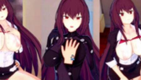 [Hentai Game Koikatsu! ]Have sex with Fate Big tits Scáthach.3DCG Erotic Anime Video.