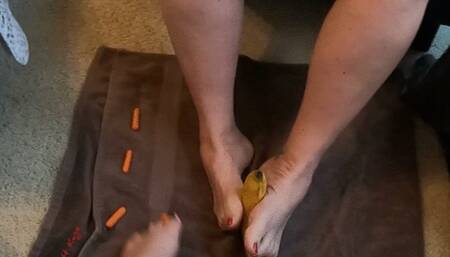 Scarlett Kage and female partner in Foot Food Fight - full length go pro version - foot play, girl on girl play, toes, wet and messy, food porn, food crushing, sensual foot play MOV