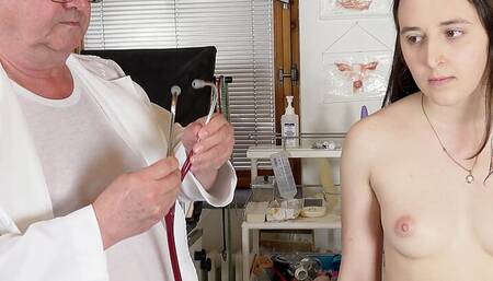 Very shy teen Eleanor examined by perverted gynecologist
