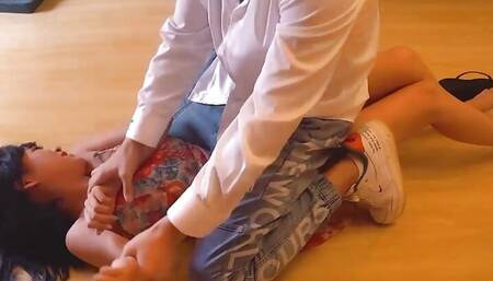 Sexy delivery girl with big natural boobs and big butts cheating with her customer