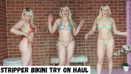 Stripper micro bikini try on haul with Michellexm