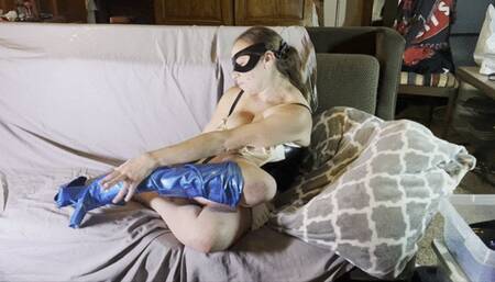 Maid for Pleasure in Blue Rubber Stockings