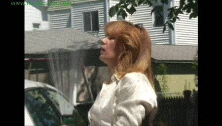 Hot blonde MILF car washing in wet satin is punished with tight bondage (MP4 7000kbps)