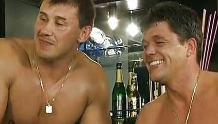 Two slim and attractive German chicks getting fucked by three hard rod's