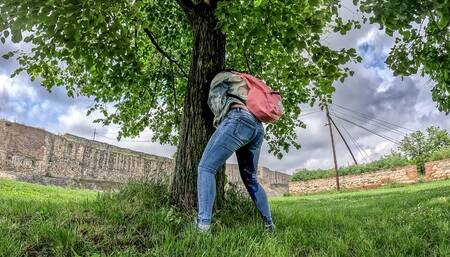 EvaB Wetting her Jeans in the Park