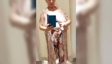 I am showing my boobs naked in the in the shop