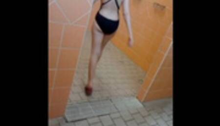 My first public outdoor in a swimming pool 4K