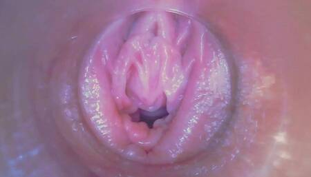 Melissa put camera deep inside in her wet creamy pussy
