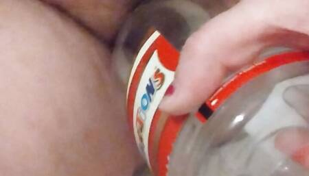 Masturbating with big bottle