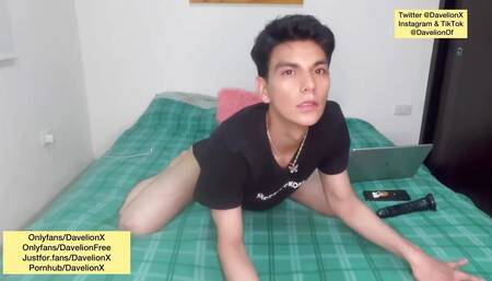 Twink playing with his hole and black dildo