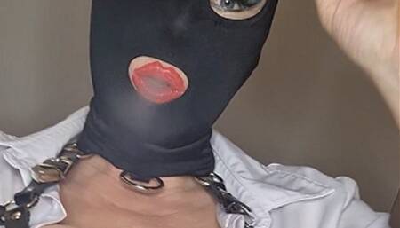 POV Smoking masked mistress sits on her small human ashtray slut and has her swallow ash and spit