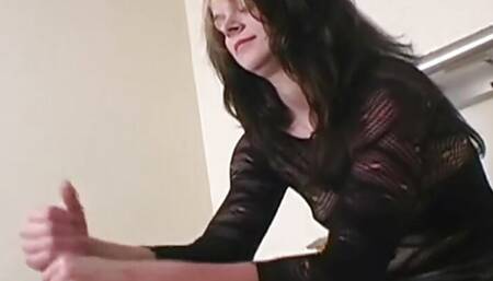 Hot POV handjob teen jerking off dick