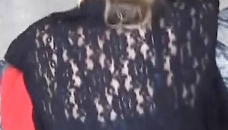 A chubby German lady with blonde hair gets her mouth filled in POV