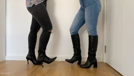 TWO GIRLS FEET STEPPING IN BOOTS - MP4 HD