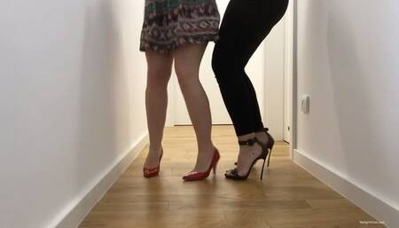 ROOMMATES STEPPING ON EACH OTHER’S FEET IN HIGH HEELS - MOV Mobile Version