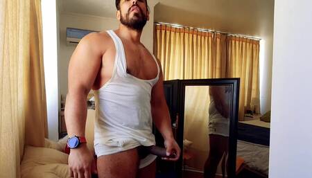 Wanking my big pierced dick