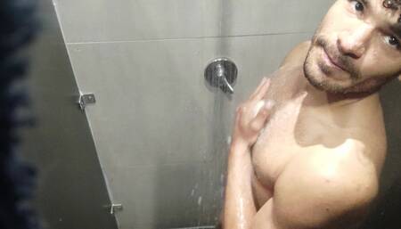 In the shower hot Latin man