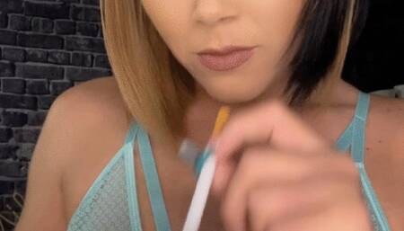 Teal see though bra and thong newport 100 smoke