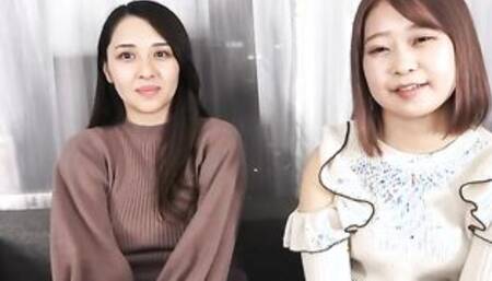 Horny lounge girls, Mio Yoshikawa and Asuka Suzumura inside a lesbo show